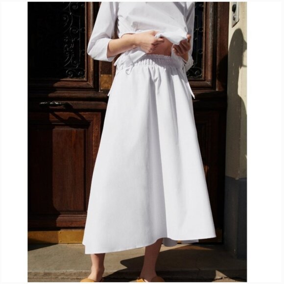 Zara white Poplin high waisted Midi Skirt Size L NEW WITH TAG! - Picture 4 of 11